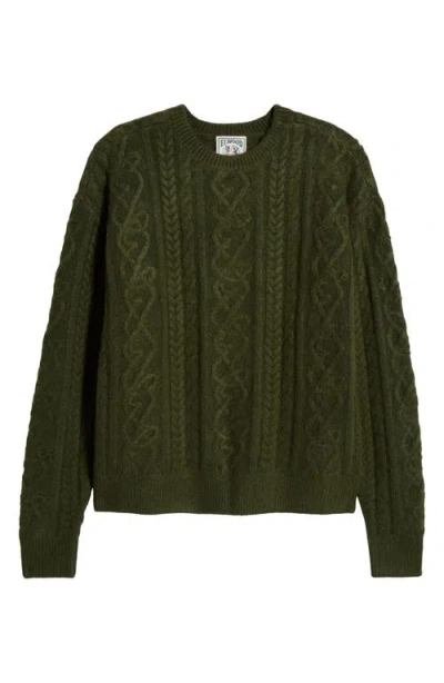 Elwood Antique Cable Knit Sweater In Emerald