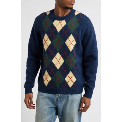Elwood Argyle Sweater In Navy