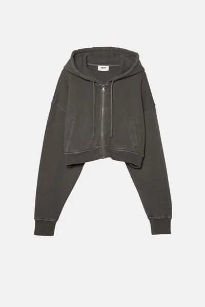 Elwood Babydoll Crop Zip Hoodie In Green