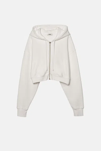 Elwood Babydoll Crop Zip Hoodie In White