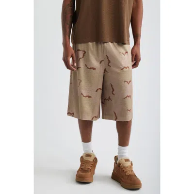 Elwood Baggy Mesh Shorts In Brown