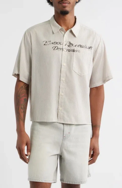 Elwood Banquet Oversize Stripe Short Sleeve Button-up Shirt In Neutral