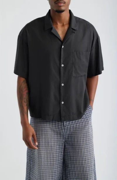 Elwood Boxy Camp Shirt In Black