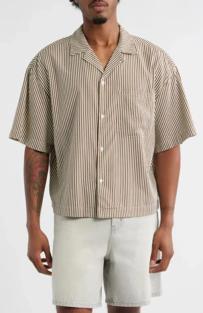 Elwood Boxy Camp Shirt In Brown