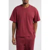Elwood Boxy Heavyweight Cotton Crop T-shirt In Burgundy