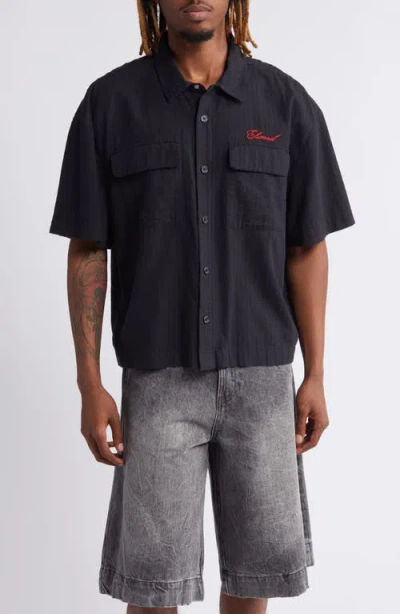 Elwood Boxy Short Sleeve Oxford Button-up Shirt In Coal