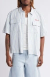 Elwood Boxy Short Sleeve Oxford Button-up Shirt In White