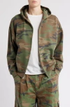 Elwood Camo Cotton Zip Hoodie In Green