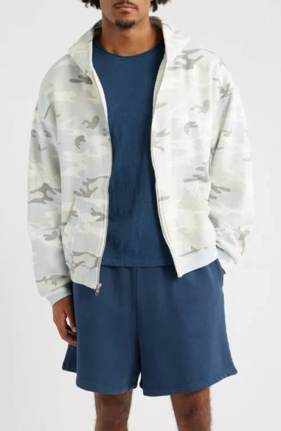 Elwood Camo Cotton Zip Hoodie In Blue
