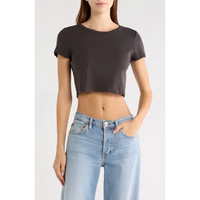 Elwood Core Cotton Crop Baby Doll Tee In Vintage Black
