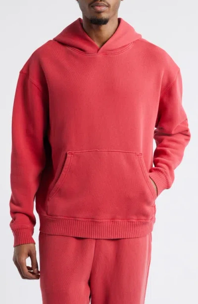 Elwood Core Oversize Organic Cotton Brushed Terry Hoodie In Pink
