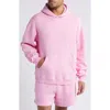 Elwood Core Oversize Organic Cotton Brushed Terry Hoodie In Vintage Pink