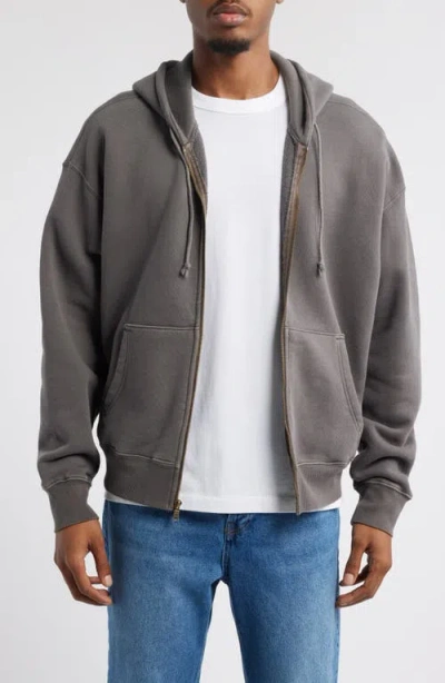 Elwood Core Oversize Terry Full Zip Hoodie In Gray