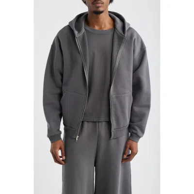 Elwood Core Oversize Terry Full Zip Hoodie In Gray