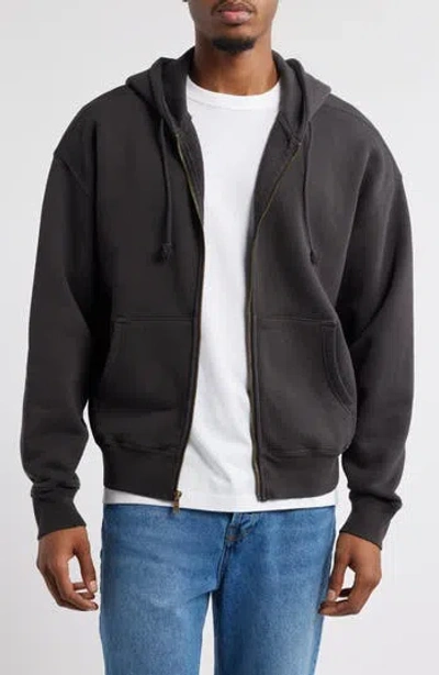 Elwood Core Oversize Terry Full Zip Hoodie In Vintage Black