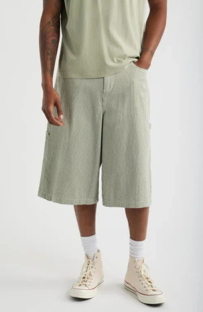 Elwood Field Pinstripe Denim Shorts In Green