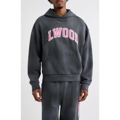 Elwood Fireside Distressed Logo Hoodie In Black