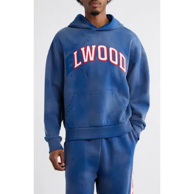 Elwood Fireside Distressed Logo Hoodie In Blue