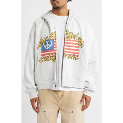 Elwood Flag Graphic Zip Hoodie In Gray