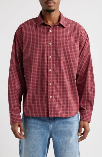 Elwood Graduation Button-up Shirt In Assembly Mini Plaid Red
