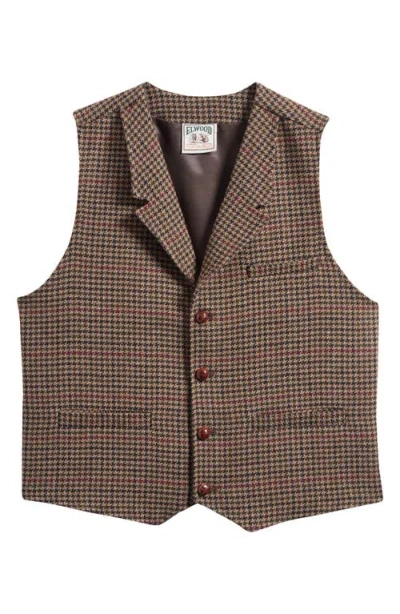 Elwood Grandad Houndstooth Vest In Brown Houndstooth