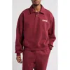 Elwood Heavyweight Fleece Polo Collar Sweatshirt In Burgundy