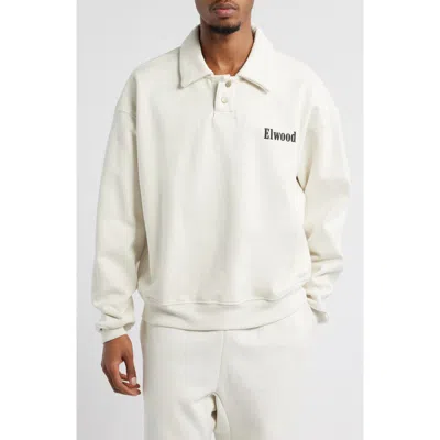 Elwood Heavyweight Fleece Polo Collar Sweatshirt In Pearl