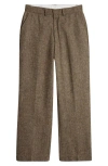 Elwood Herringbone Tweed Wool & Silk Pants In Brown Tweed