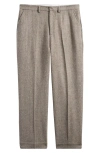 Elwood Herringbone Tweed Wool & Silk Pants In Grey Herringbone
