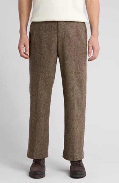 Elwood Herringbone Wool Blend Tweed Pants In Brown Tweed
