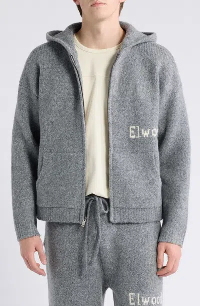 Elwood Hooded Zip Cardigan In Dark Ash Grey