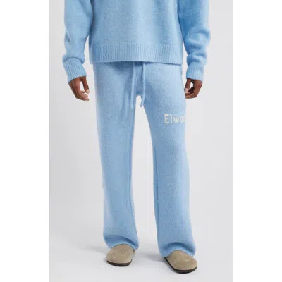 Elwood Intarsia Logo Baggy Sweatpants In Baby Blue