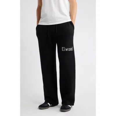 Elwood Intarsia Logo Baggy Sweatpants In Black