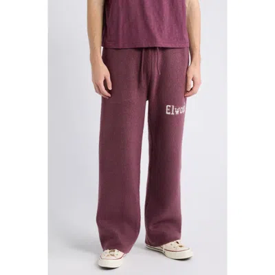 Elwood Intarsia Logo Baggy Sweatpants In Maroon
