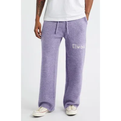 Elwood Intarsia Logo Baggy Sweatpants In Purple
