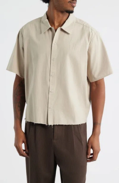 Elwood Keyhole Short Sleeve Snap-up Shirt In Neutral