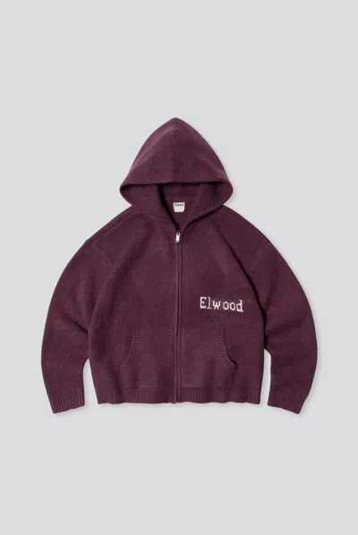 Elwood Knit Zip Sweater In Maroon