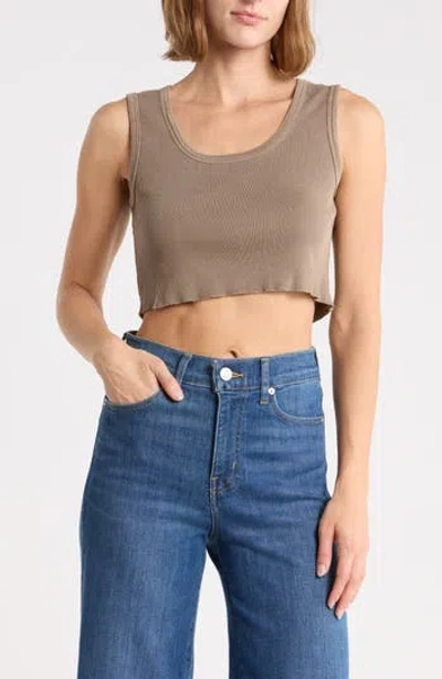 Elwood Malibu Organic Cotton Crop Tank In Vintage Brown