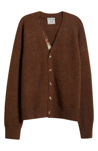Elwood Mitford Hound V-neck Graphic Cardigan In Bark