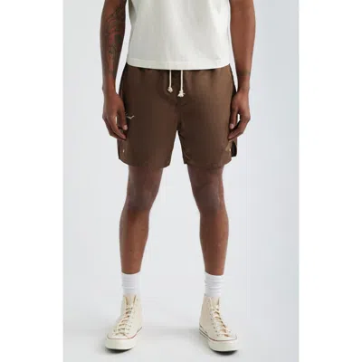 Elwood Olympic Embroidered Logo Nylon Shorts In Brown