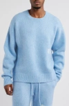 Elwood Oversize Crewneck Sweater In Baby Blue