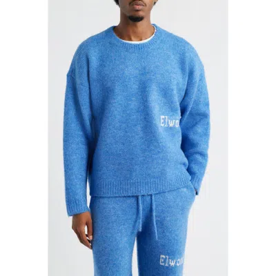 Elwood Oversize Crewneck Sweater In Blue