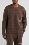 Elwood Oversize Crewneck Sweater In Bordeaux Brown