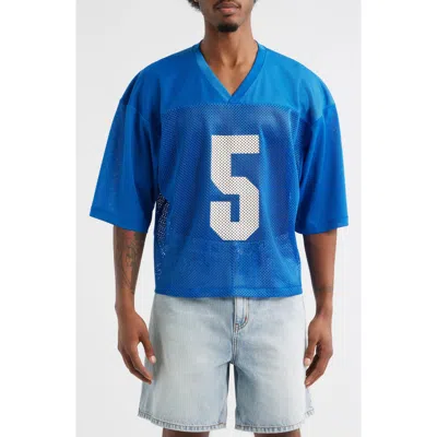 Elwood Oversize Crop Mesh Football Jersey In Blue