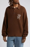 ELWOOD OVERSIZE LONG SLEEVE SWEATER POLO