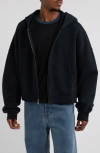 Elwood Oversize Rectangle Zip Hoodie In Black Ink