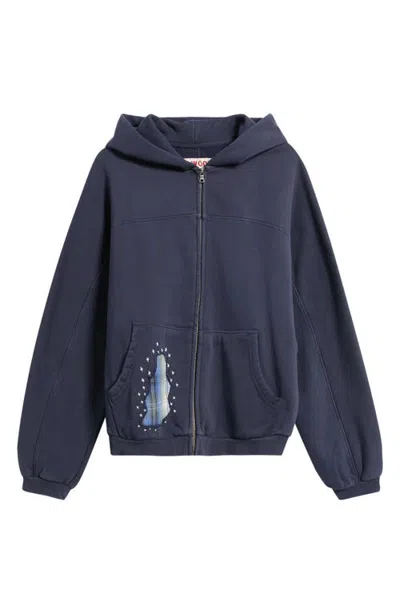 Elwood Patchwork Full Zip Hoodie In Navy