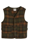 Elwood Plaid Felted Wool Blend Hunter's Vest In Emerald Cottage Plaid