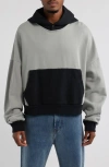 Elwood Rectangle Hoodie In Black Grey Color Block