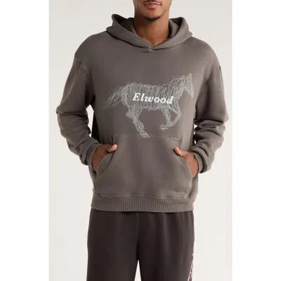 Elwood Stallion Organic Cotton Pullover Hoodie In Gray